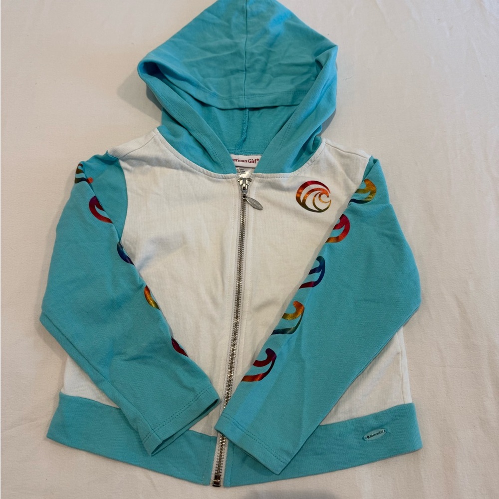 American Girl Turquoise and White Kids Hoodie